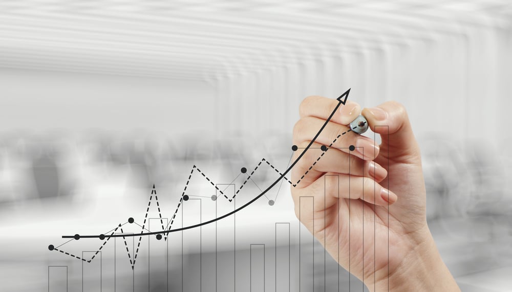 hand drawing graph chart and business strategy as concept